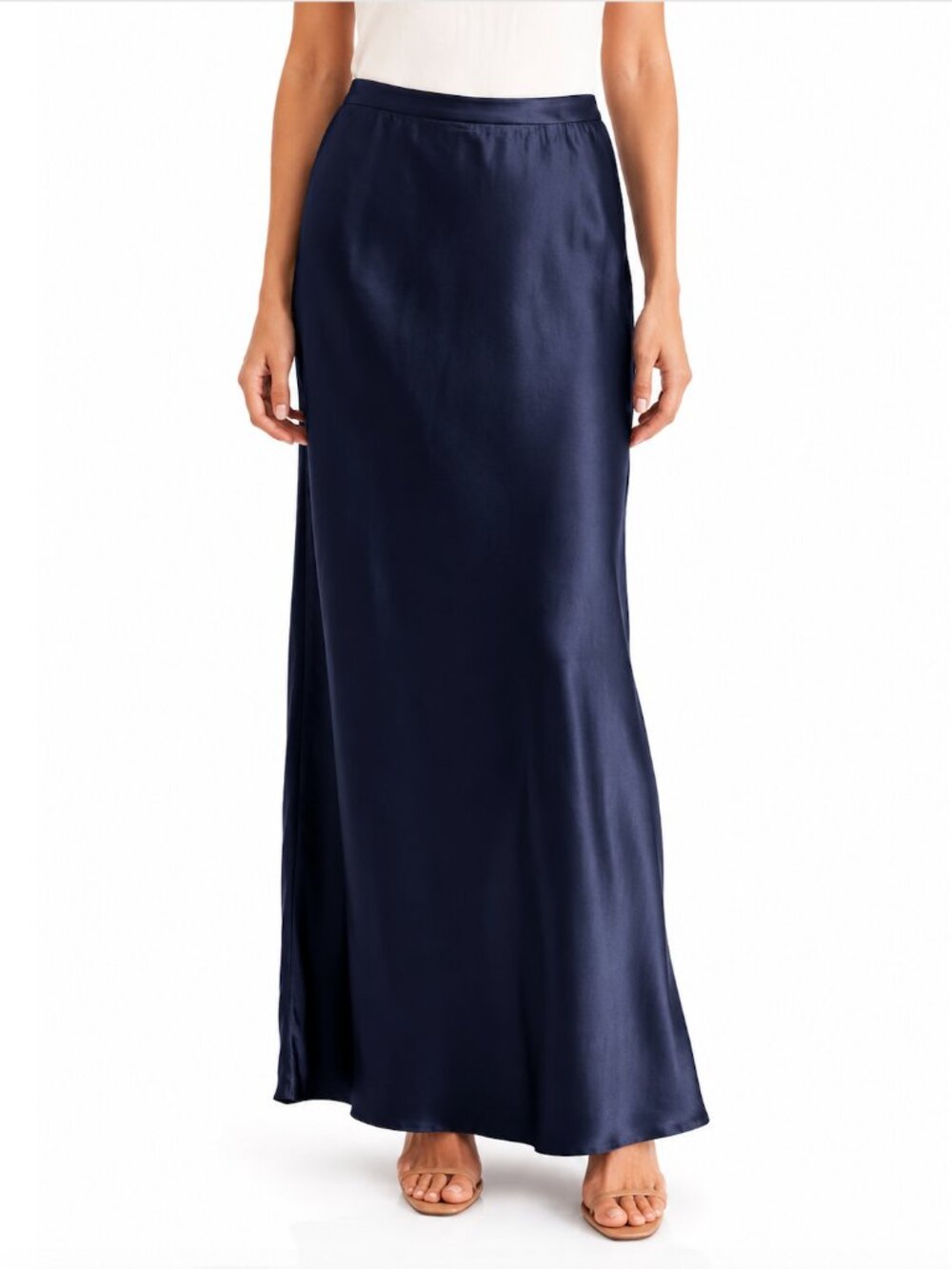 Vintage Satin Navy Evening Skirt by Papell Boutique Glam Regal Designer - 6